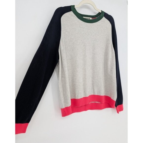 Boden Women Cashmere Blend Preppy Colorblock Meg Saddle Sleeve Jumper Large Grey - Picture 5 of 10